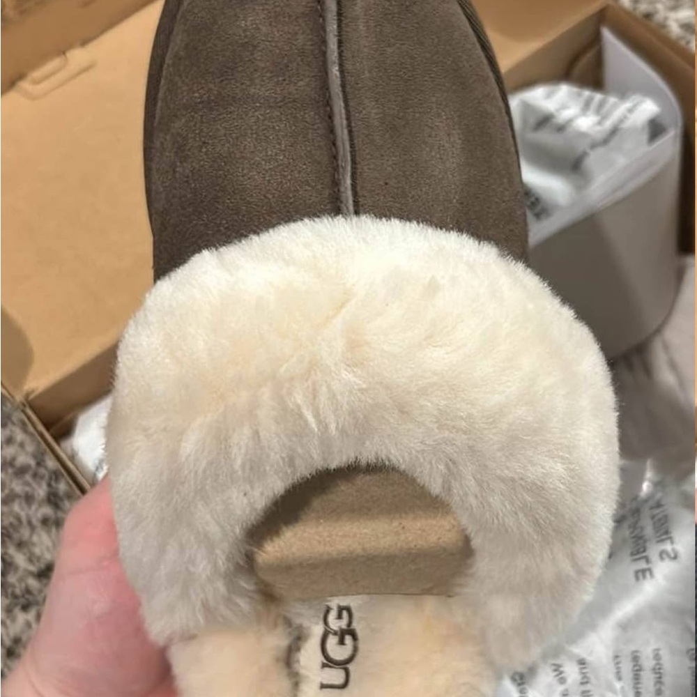 UGG Chestnut Suede Slippers with Soft Cream Lining